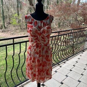 Donna Ricco Red and White Floral Midi Dress